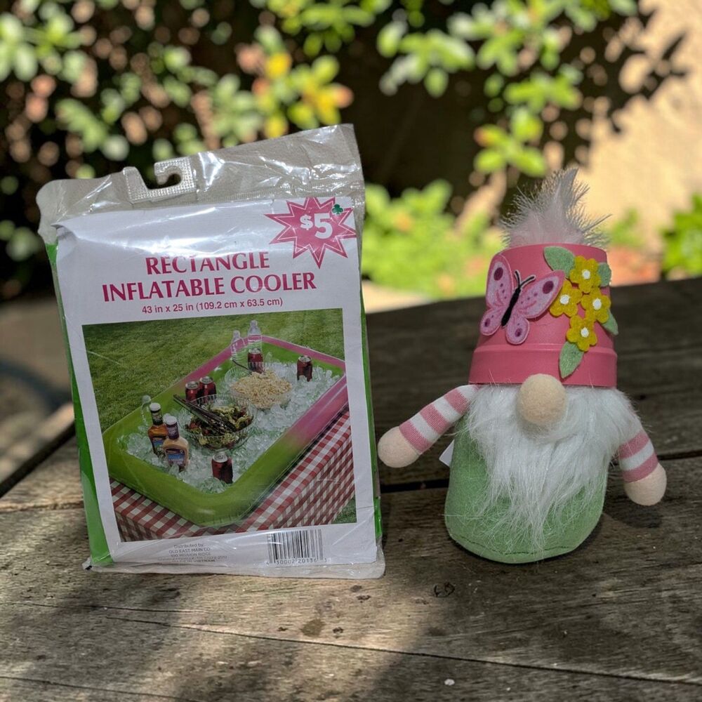Spring Garden Gnome Decor + Inflatable Party Cooler
